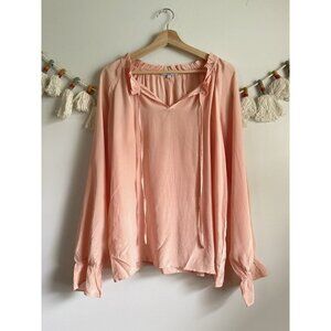 Walter Baker 100% Silk Ruffle V-neck Long Sleeve Blouson Top Modest Careerwear M